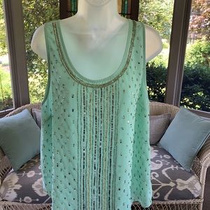 Jennifer Lopez mint green beaded/sequin top❣️
